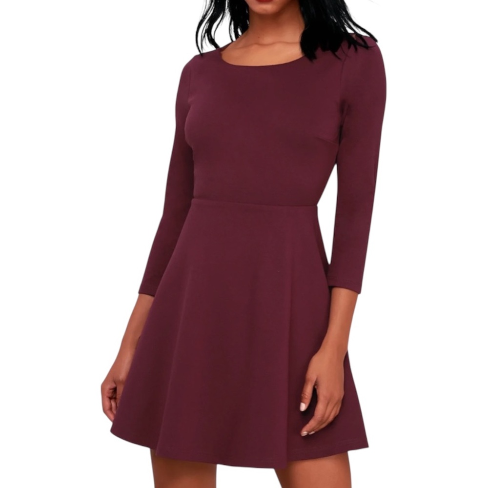 Lulus "Felicity" Backless Lace Skater Dress - Plum Purple Size XS - Picture 2 of 12